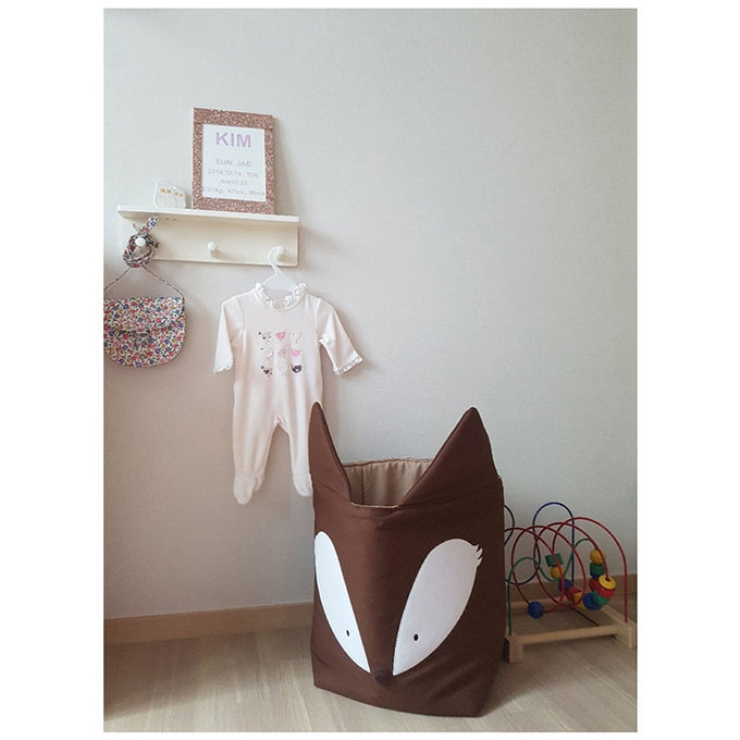 [正韓Hello HiZoo] 純手工製動物造型多功能收納籃 (摺疊收納箱/收納桶/置物籃/收納箱)-狐狸-HH048