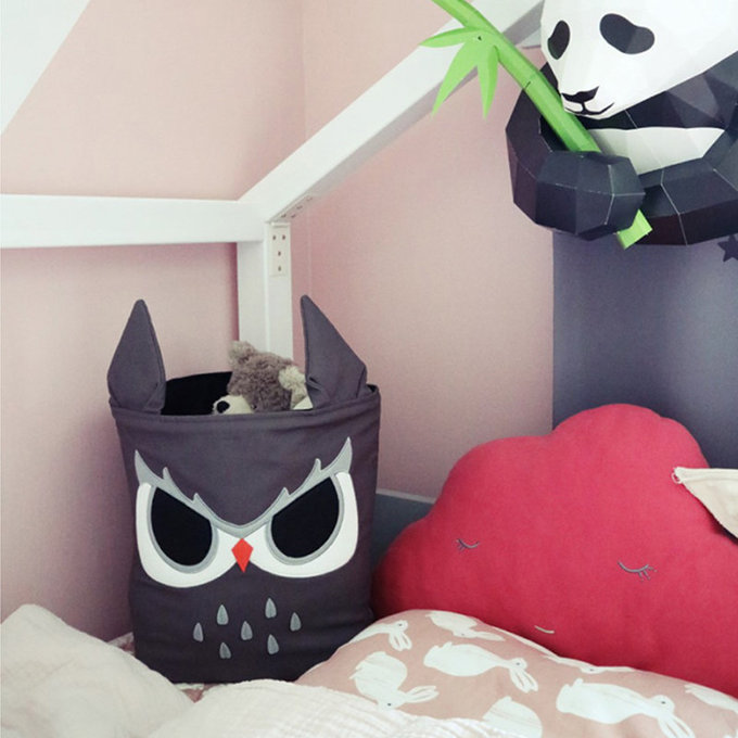 [正韓Hello HiZoo] 純手工製動物造型多功能收納籃 (摺疊收納箱/收納桶/置物籃/收納箱)-貓頭鷹-HH049