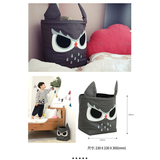 [正韓Hello HiZoo] 純手工製動物造型多功能收納籃 (摺疊收納箱/收納桶/置物籃/收納箱)-貓頭鷹-HH049