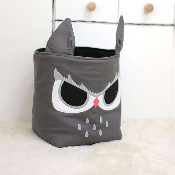 [正韓Hello HiZoo] 純手工製動物造型多功能收納籃 (摺疊收納箱/收納桶/置物籃/收納箱)-貓頭鷹-HH049