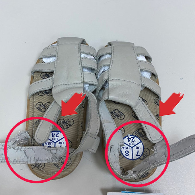 【福利品】英國 shooshoos 安全無毒真皮手工涼鞋/童鞋_灰色羅馬涼鞋_101090 (B-42)