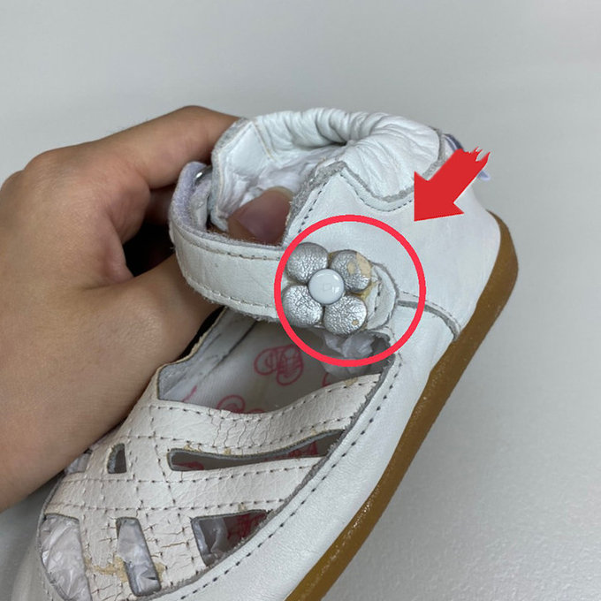 【福利品】英國 shooshoos 安全無毒真皮手工涼鞋/童鞋_純白小花編織涼鞋_102008 (B-55)