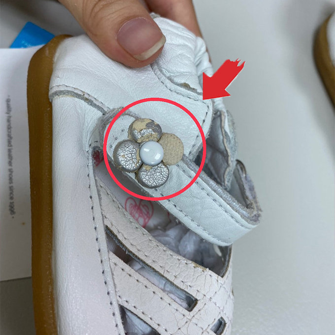 【福利品】英國 shooshoos 安全無毒真皮手工涼鞋/童鞋_純白小花編織涼鞋_102008 (B-56)