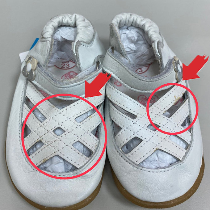 【福利品】英國 shooshoos 安全無毒真皮手工涼鞋/童鞋_純白小花編織涼鞋_102008 (B-56)