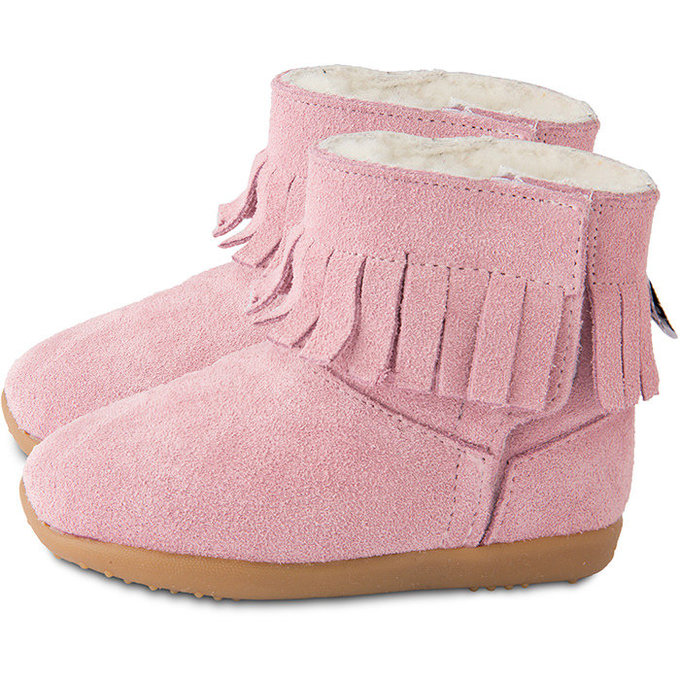 【福利品】英國 shooshoos 健康無毒真皮手工童鞋/靴子_ 淡粉流蘇_102749 (D-58)