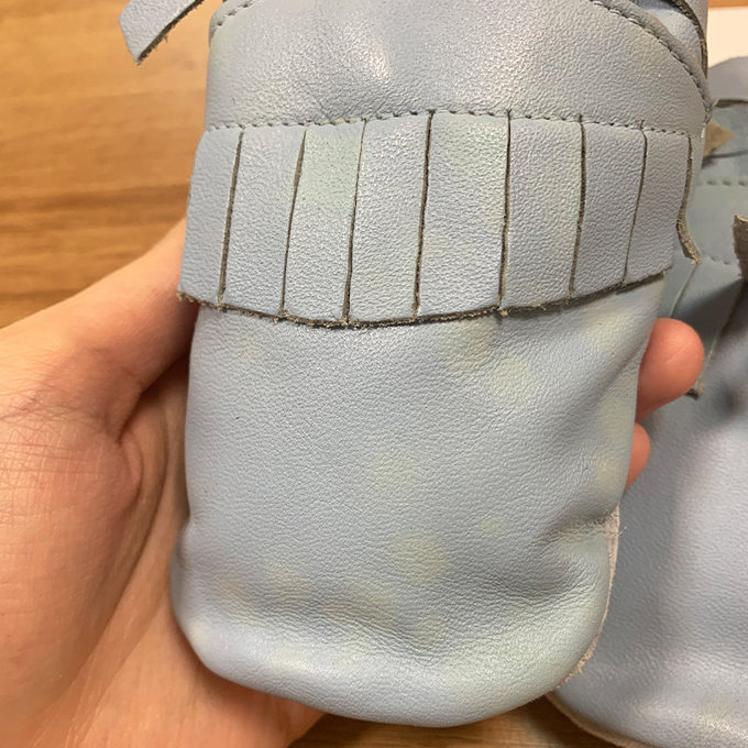 【福利品】英國 shooshoos英國 shooshoos 健康無毒真皮手工鞋/學步鞋/嬰兒鞋_藍色流蘇_102223 (A-63)