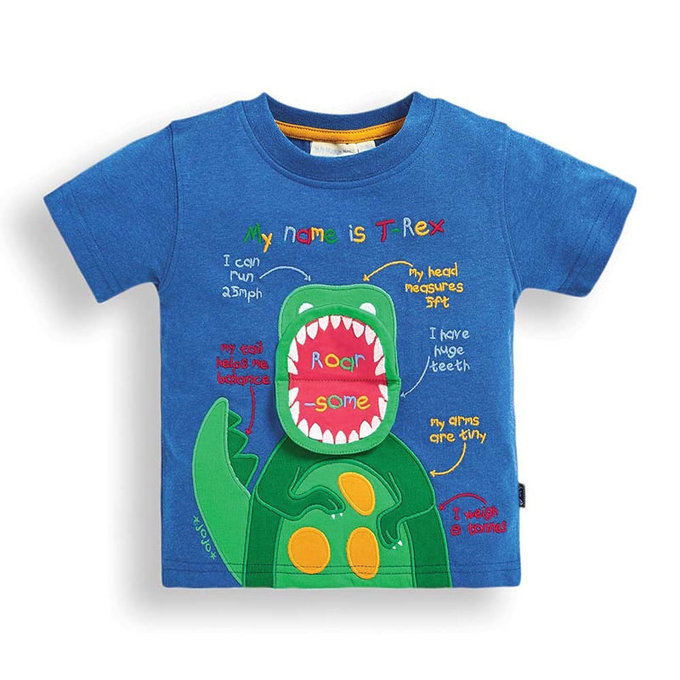 英國 JoJo Maman BeBe 超優質嬰幼兒/兒童100％純棉短袖上衣/T-shirt/動物T_霸王龍(JJE5300)