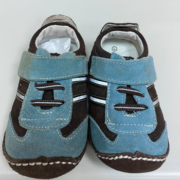 【福利品】美國 Rileyroos 手工真皮無毒學步鞋/童鞋/寶寶鞋/嬰兒鞋_ 水藍咖啡運動型(6)-