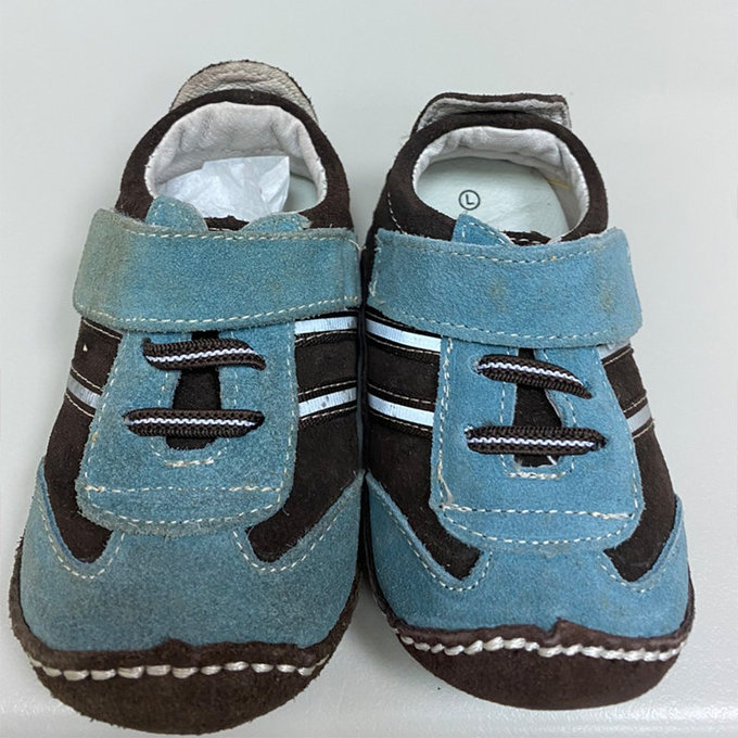 【福利品】美國 Rileyroos 手工真皮無毒學步鞋/童鞋/寶寶鞋/嬰兒鞋_ 水藍咖啡運動型(6)