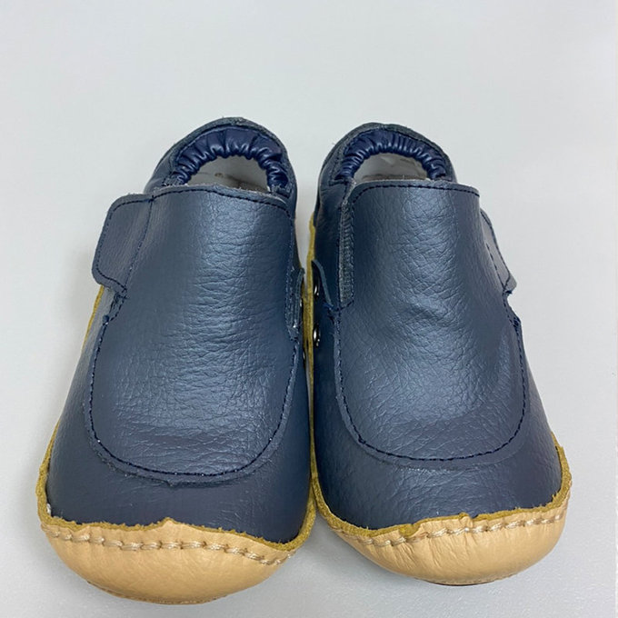 【福利品】美國 Rileyroos 手工真皮無毒學步鞋/嬰兒鞋/寶寶鞋/童鞋_瑞佛鞋 海軍藍(R-1)