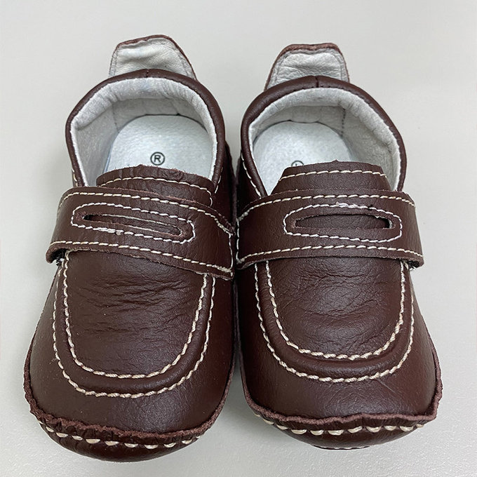 【福利品】美國 Rileyroos 手工真皮無毒學步鞋/嬰兒鞋/寶寶鞋/童鞋_紳士樂福鞋_咖啡(R-6)