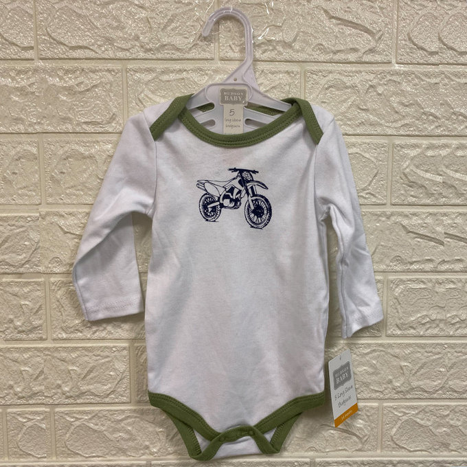 【福利品】美國 luvable friends 甜蜜寶貝  嬰幼兒100%純棉長袖包屁衣-越野機車(L-15)