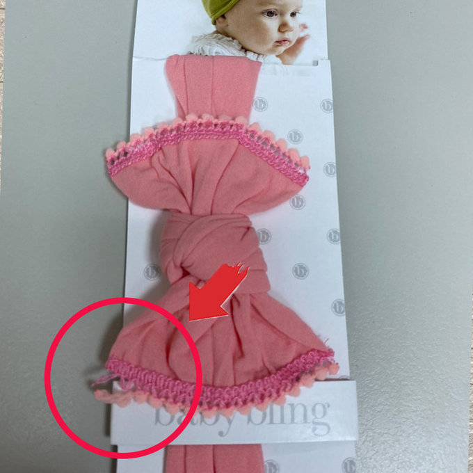 【福利品】美國baby bling 純手工超彈性極舒適大蝴蝶結髮帶_邊飾款_粉橘球球(BBTK003)(B-21)