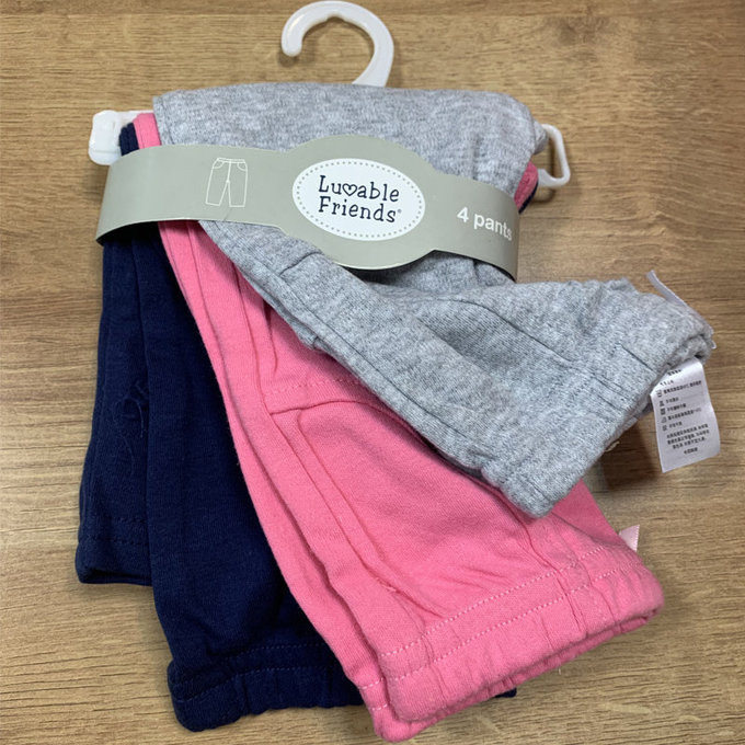 【福利品】美國 luvable friends 甜蜜寶貝 100%純棉嬰幼兒長褲3件組_典雅素色(LF32219)(L-27)