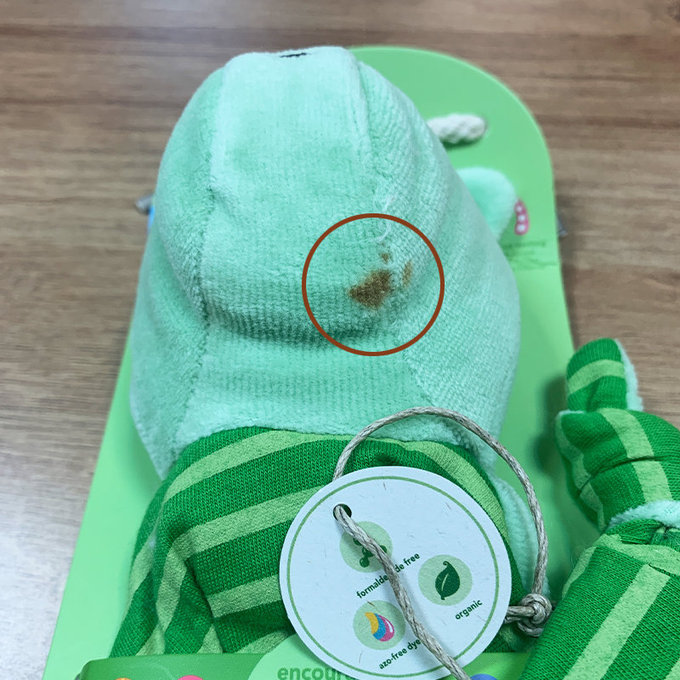 【福利品】美國 green sprouts 小綠芽 寶寶100%有機棉玩偶安撫巾_條紋綠熊_GS201040-3(G-35)