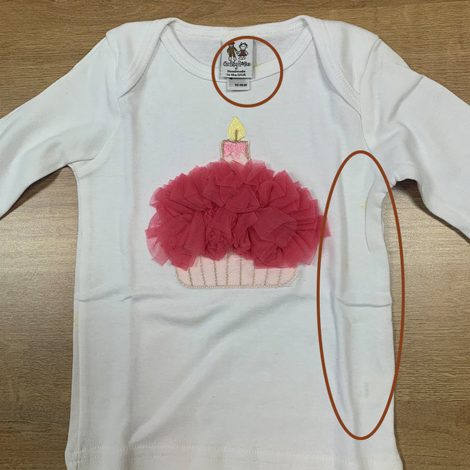 【福利品】美國Chic Baby Rose手工雪紡純棉長袖上衣_生日蛋糕款_覆盆子_12-18M(C-36)