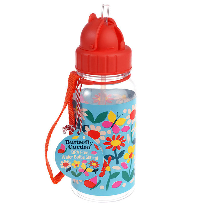 英國 Rex London 兒童 Tritan™ 吸管水瓶_蝴蝶花園(500ml)_RL29503
