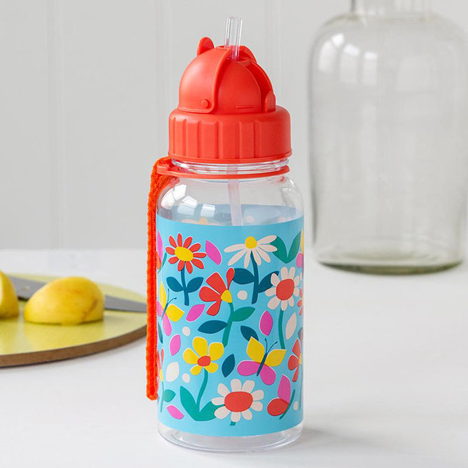 英國 Rex London 兒童 Tritan™ 吸管水瓶_蝴蝶花園(500ml)_RL29503
