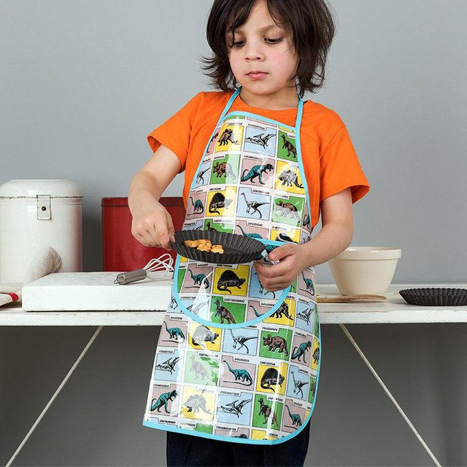 英國 Rex London 幼兒/兒童防潑水畫畫衣 繪畫衣 料理圍裙 烹飪圍裙 烘焙圍裙 工作圍裙_恐龍樂園_RL28056