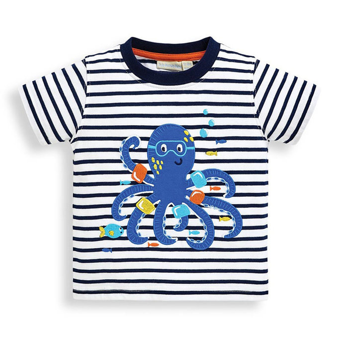 英國 JoJo Maman BeBe 超優質嬰幼兒/兒童100％純棉短袖上衣/T-shirt/動物T_可愛章魚 (JJE5466)