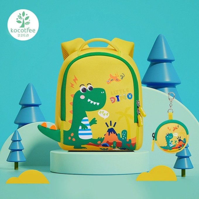 【JB DESIGN】Kocotree 立體造型背包-黃色恐龍(小碼)(送零錢包+防走失繩) (結團後出貨)