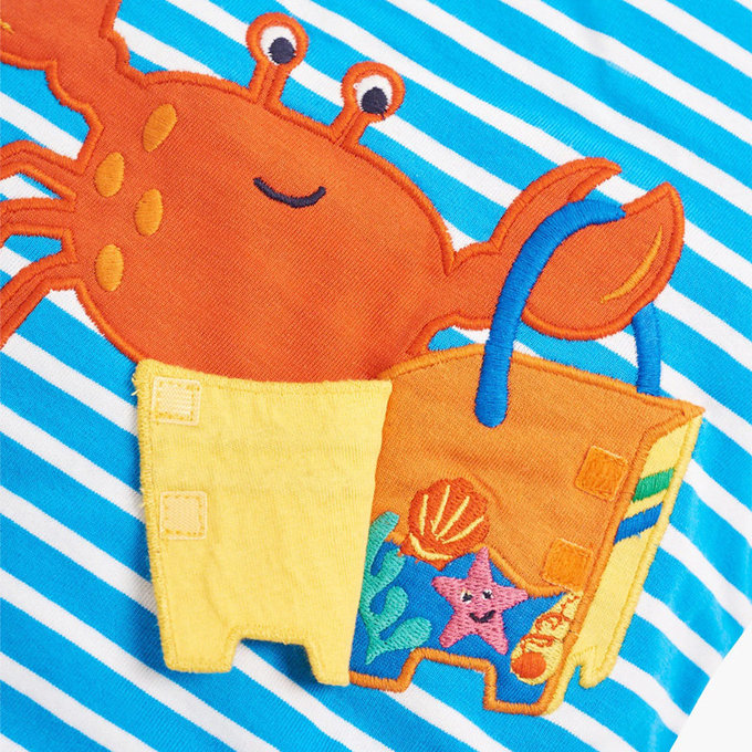 英國 JoJo Maman BeBe 超優質嬰幼兒/兒童100％純棉短袖上衣/T-shirt/動物T_淘氣螃蟹(JJH1551)