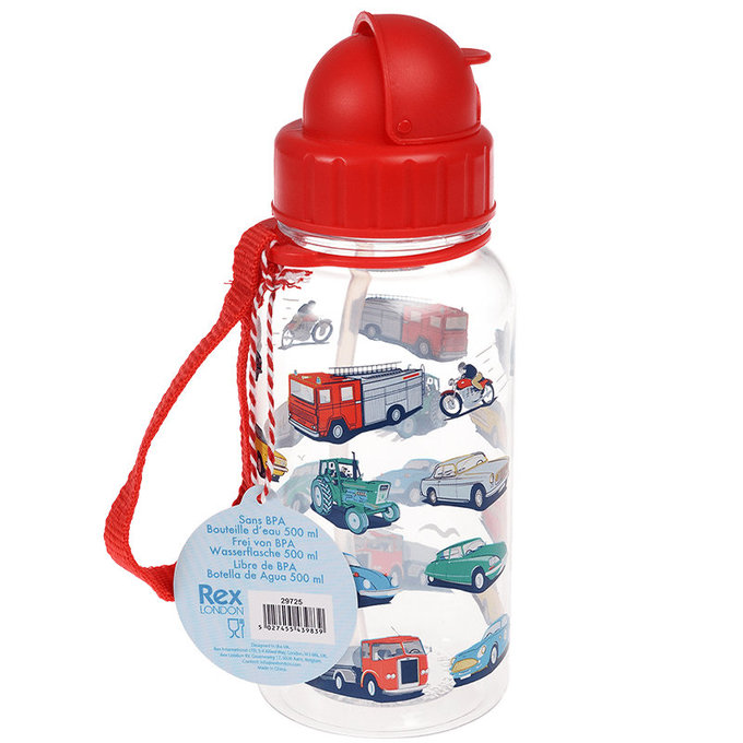英國 Rex London 兒童 Tritan™ 吸管水瓶_車子聚會(500ml)_RL29725