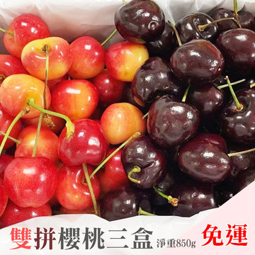 9R紅櫻桃+9.5R白櫻桃雙拼(三盒)(含箱1公斤/淨重850g)-