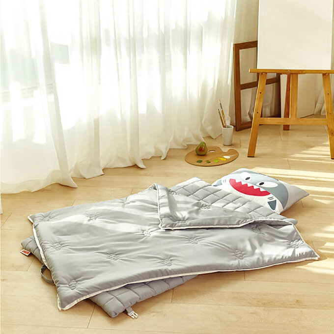 [正韓Hello HiZoo] 純手工製莫代爾防蟎抗菌兒童睡袋(枕頭+睡墊+被子)-天王鯊HH051