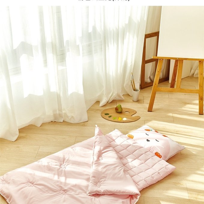 [正韓Hello HiZoo] 純手工製莫代爾防蟎抗菌兒童睡袋(枕頭+睡墊+被子)-粉紅兔HH050