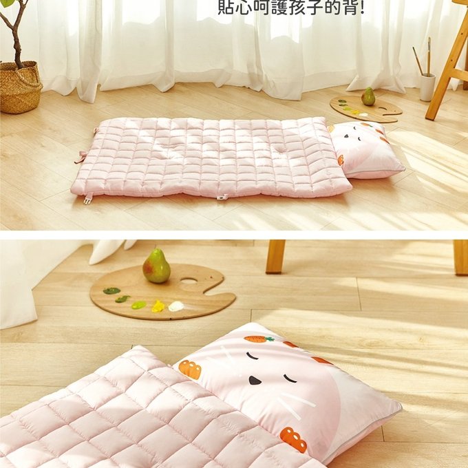 [正韓Hello HiZoo] 純手工製莫代爾防蟎抗菌兒童睡袋(枕頭+睡墊+被子)-粉紅兔HH050