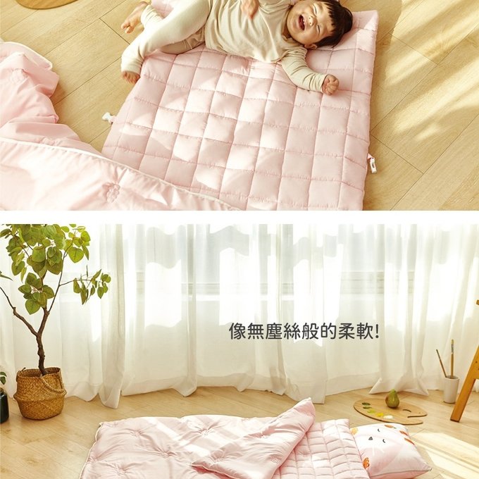 [正韓Hello HiZoo] 純手工製莫代爾防蟎抗菌兒童睡袋(枕頭+睡墊+被子)-粉紅兔HH050