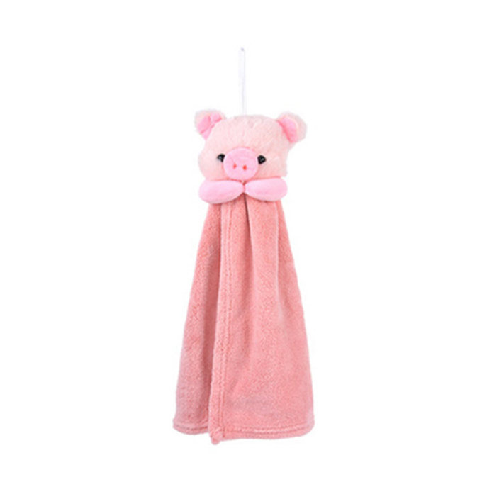 多功能可愛動物珊瑚絨擦手巾/安撫巾_可愛豬豬_甜美粉_HT-015