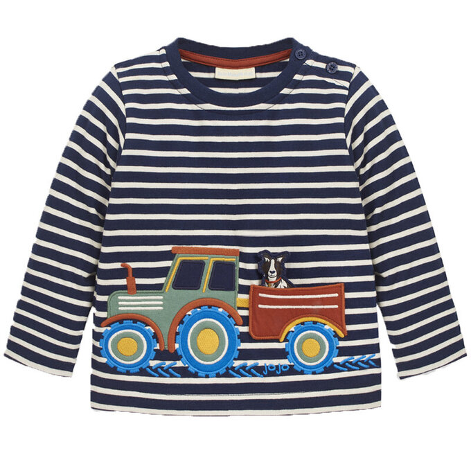 英國 JoJo Maman BeBe 嬰幼兒100%純棉長袖上衣_前往牧場_JJH3664