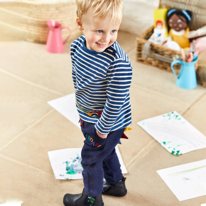 英國 JoJo Maman BeBe 保暖100%純棉長褲_恐龍來襲_JJH3670