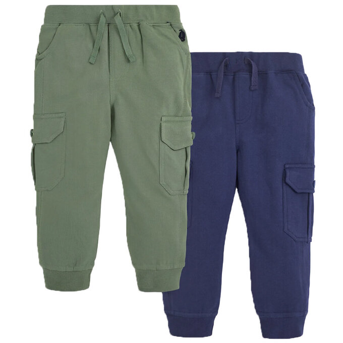 英國 JoJo Maman BeBe 100%純棉2入組工裝褲_藍綠_JJH2978