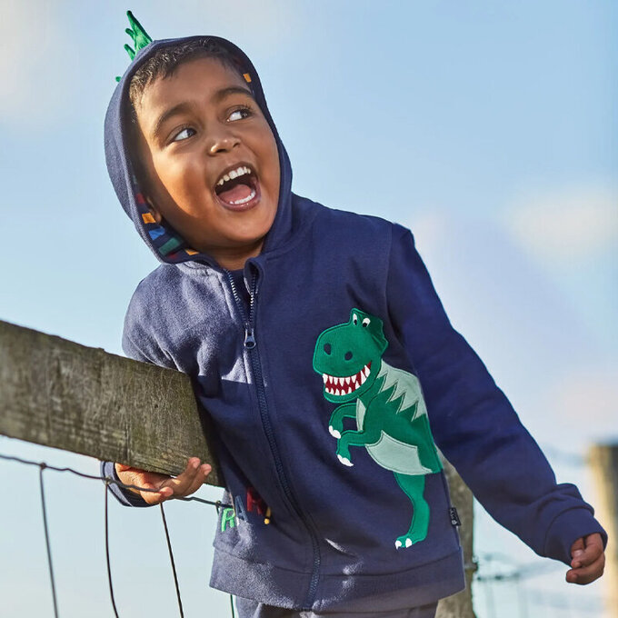 英國 JoJo Maman BeBe 100%純棉保暖連帽外套_帝王暴龍_JJH1838