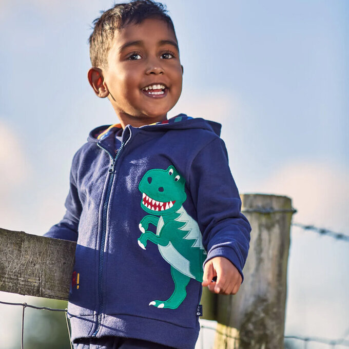 英國 JoJo Maman BeBe 100%純棉保暖連帽外套_帝王暴龍_JJH1838