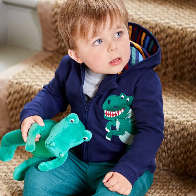 英國 JoJo Maman BeBe 100%純棉保暖連帽外套_帝王暴龍_JJH1838