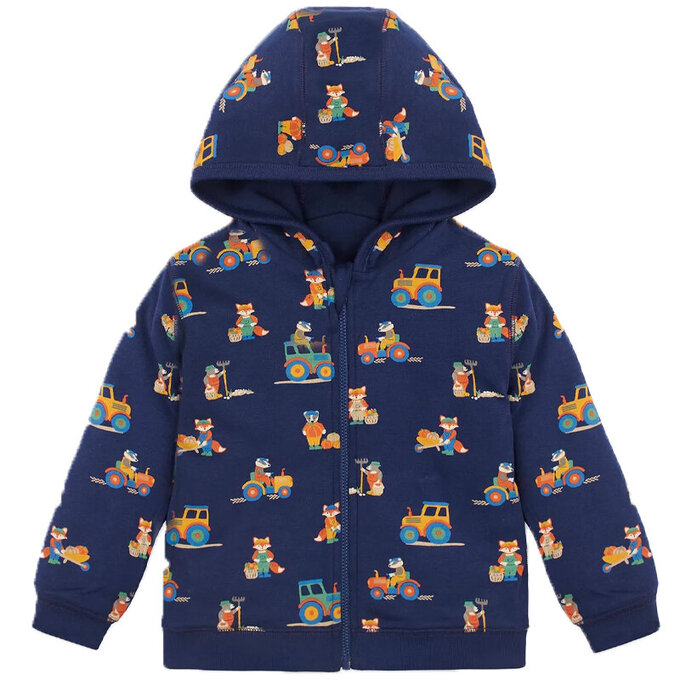 英國 JoJo Maman BeBe 雙面穿100%純棉保暖連帽外套_狐狸農夫_JJH3292