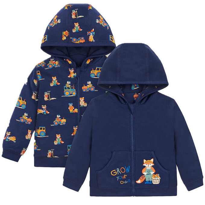 英國 JoJo Maman BeBe 雙面穿100%純棉保暖連帽外套_狐狸農夫_JJH3292