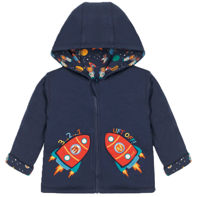 英國 JoJo Maman BeBe 雙面穿100%純棉保暖連帽外套_飛向宇宙_JJH3320