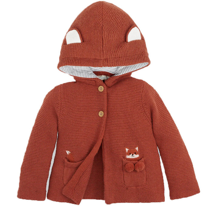 英國 JoJo Maman BeBe 開襟羊毛衫_可愛小狐狸_JJH1114