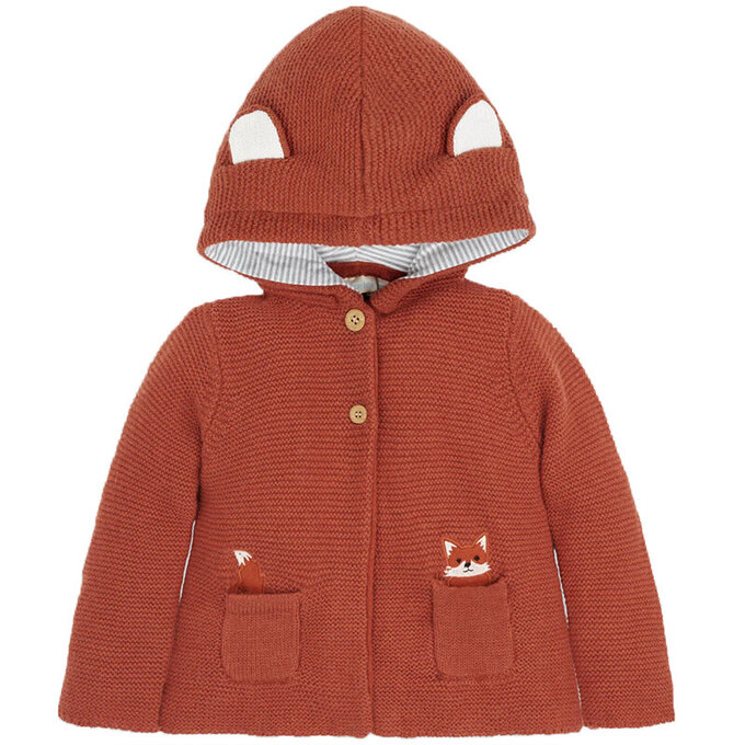 英國 JoJo Maman BeBe 開襟羊毛衫_可愛小狐狸_JJH1114