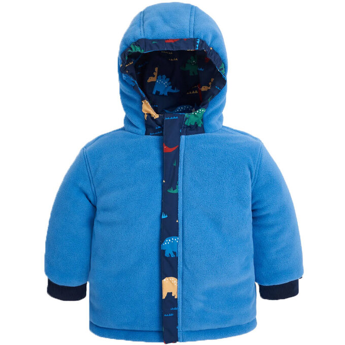 英國 JoJo Maman BeBe 雙面防風/水連帽保暖刷毛外套_恐龍樂園_JJH1807