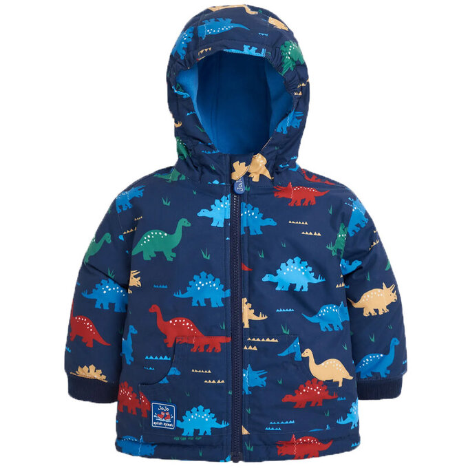 英國 JoJo Maman BeBe 雙面防風/水連帽保暖刷毛外套_恐龍樂園_JJH1807