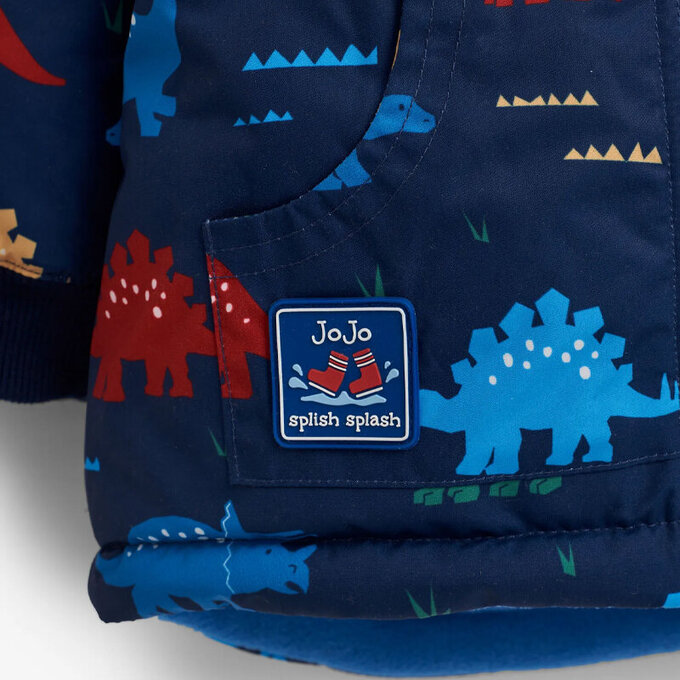 英國 JoJo Maman BeBe 雙面防風/水連帽保暖刷毛外套_恐龍樂園_JJH1807