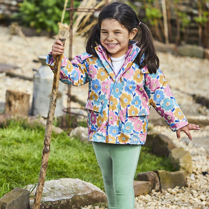 英國 JoJo Maman BeBe 三合一多功能防水保暖外套_粉彩花卉_JJH3254