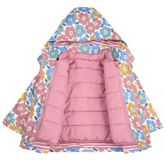 英國 JoJo Maman BeBe 三合一多功能防水保暖外套_粉彩花卉_JJH3254