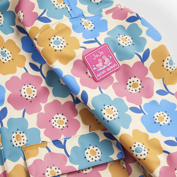 英國 JoJo Maman BeBe 三合一多功能防水保暖外套_粉彩花卉_JJH3254